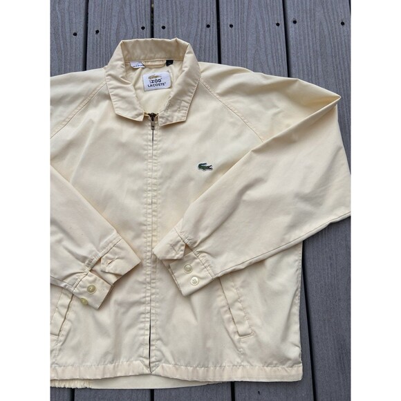 Vintage 80s Izod Lacoste Harrington Jacket Men’s L Yellow Crocodile Logo Preppy - Picture 5 of 14